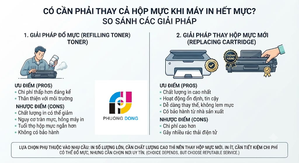 Có cần phải thay cả hộp mực khi máy in hết mực