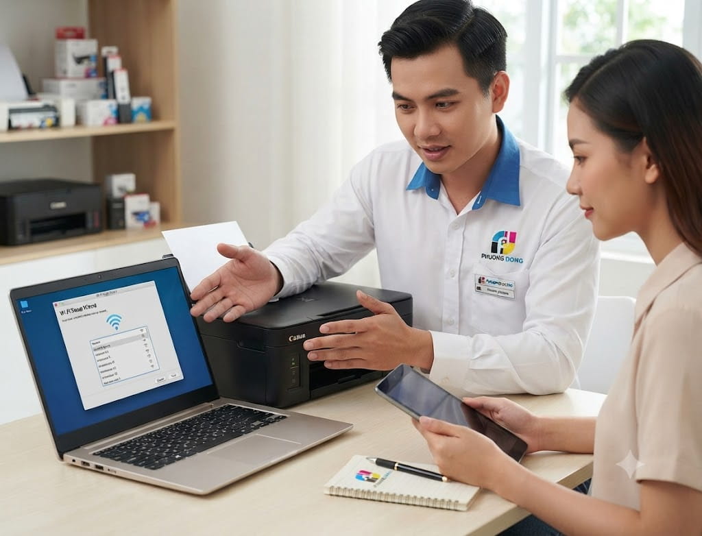 Cách kết nối máy in Canon qua mạng wifi