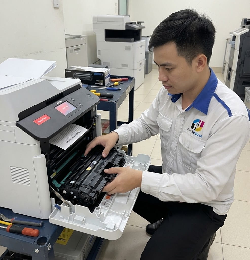 máy in Brother báo Replace Toner